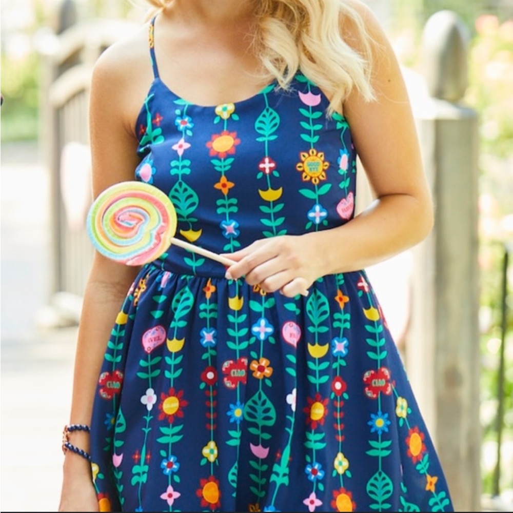 Disney Navy Blue Floral Midi Dress